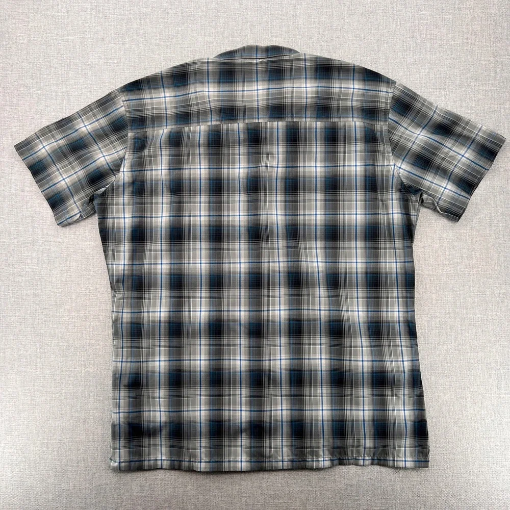 KUHL Response Button Shirt Men XL Gray Blue Plaid Short Sleeve Outdoor Hike GORP - Picture 6 of 12